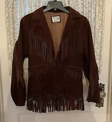 Vintage Suede Leather Fringe Jacket Western Hippie Size 36. Unisex  By TT • $60