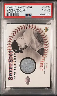 2001 Upper Deck Sweet Spot Game Used Jersey #J-MM Mickey Mantle PSA 8 NM-MT • $169.99