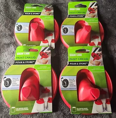 4pack Of 1 Quart PAINT CAN LID W/ Store & Pour Spout RED Silicone SHUR-LINE  • $24.95