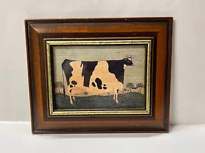 Warren Kimble Primitive Vintage Cow Print Frame Picture Wall Folk Art 9x11 • $44.99