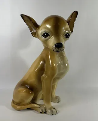 Vintage Life Size Dog Statue Marwal Inc. Glazed Chihuahua Nice • $85