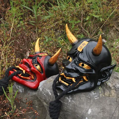 Japanese Prajna Devil Hannya Mask Kabuki Resin Oni Samurai Mask Cos Prop Decor • $82.79