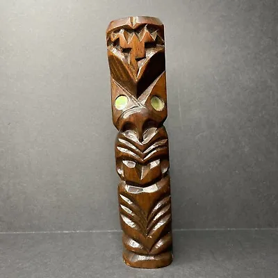 1980s Genuine Maori Aboriginal New Zealand Pouwhenua Totem Pole Wood Carving • $49.99