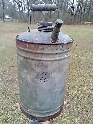 Small Vintage Antique Galvanized Gas Oil Can Garage Service Station 2 Gallons • $16.61