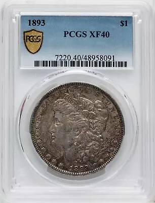 1893 US Morgan Silver Dollar $1 - PCGS XF40 • $625