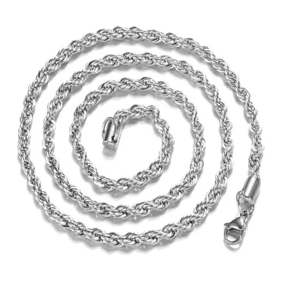 925 Silver Plated 4 Mm Rope Chain Mens Womens Necklace 16  18  20  22  24  • $4.49