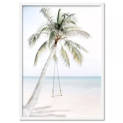 Coastal Palm Swing Art Print. Boho Swing Beach Poster. Tropical Island | BOC-113 • $22.95