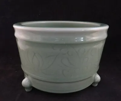 Ming Dynasty Longquan Celadon Glazed Vase W/lotus Flowers. 8 ½” X 5 ¾” Tall. • $388