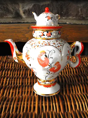 Russian Imperial Lomonosov Cockerels Teapot - Samovar Shape • £48