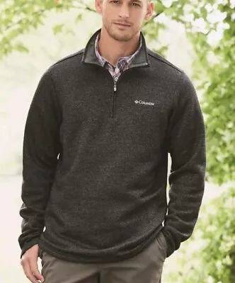 Columbia Men’s Large Ortega Oaks Half-Zip Charcoal Fleece-Lined Sweater Jacket  • $17