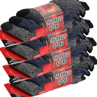 3-12 Pairs Mens Thermal Boot Socks Extra Thick Heat Hiking Winter Warm 9-13 USA • $11.39