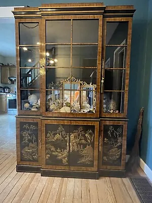 RARE Vintage DREXEL 584 223 Et Cetera Chinoiserie China Cabinet Black Lacquer • $1982