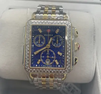 New Michele Deco Two-Tone Diamond Stainless Steel Watch MWW06A000790 • $2395