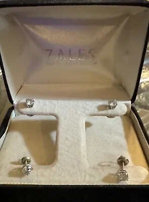 Round Diamond Stud Earrings 2 Pairs 14k White Gold 3.0 TCW • $5000