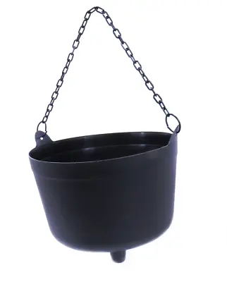 Witch's 12  Black Kettle/Cauldron W/ Chain Handle Halloween Party Trick Or Treat • $32.99