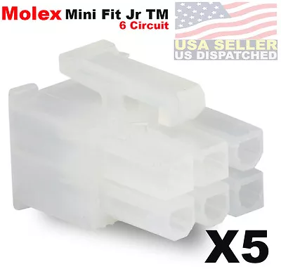 5x Molex 39-01-2060 Mini-Fit Jr Female Housing 6 Position Dual Row 4.20mm Pitch  • $7.22