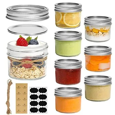 $26.99 • Buy 4oz Regular Mouth Ball Mason Jars With Lids & Bands For Jams Jelly Sauce, 8 Pack