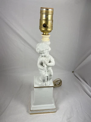 $31.50 • Buy Vintage White Porcelain Cherub Lamp For Night Table, Vanity, Bedoir Lamp