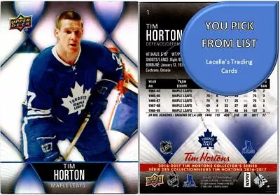 2016-17 Upper Deck Tim Hortons NHL Hockey BASE Cards - U-Pick From List • $0.73