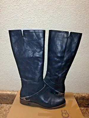 Ugg Channing Ii Black Leather Rider Waterproof Laboots Us 6.5 / Eu 37.5 / Uk 5 • $149