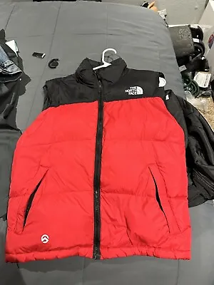 Vintage The North Face Down Vest Mens M Red Black Full Zip Puffer Outdoor Hiking • $68
