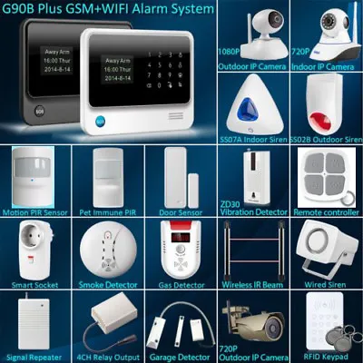 $6.99 • Buy New G90B Plus WiFi GSM SMS Wireless Home Alarm Security System Accessories Lot
