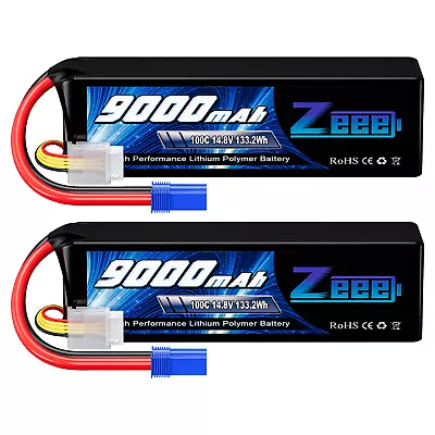 2x Zeee 14.8V 100C 4S Lipo Battery 9000mAh EC5 For RC Car Truck Helicopter Boat • $110.15