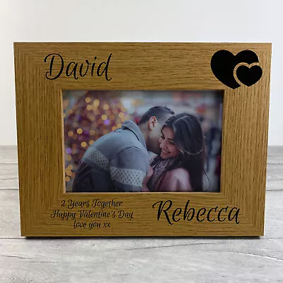 Personalised Valentines Day Gift For Him Her Wooden Photo Frame Couple Gift • £7.99