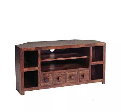 £329.99 • Buy Modern Mango Dark Wood Corner Plasma LCD TV Stand Media Unit For Living Room 