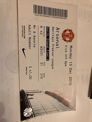 Manchester Utd V Arsenal League 13th Dec 2010…Match Ticket • £1