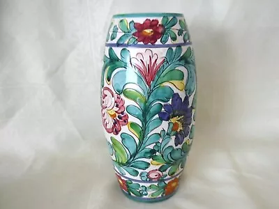 Vintage Italian Sgraffito Hand Painted Majolica Vase 25cm • £22