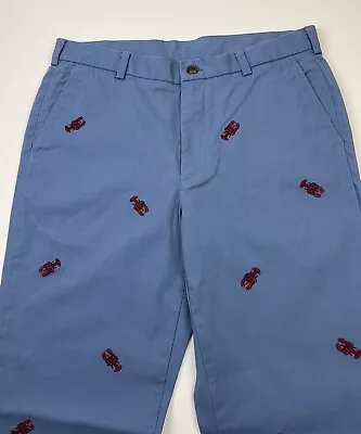 Brooks Brothers 364 Mens Hudson Chino Pants W/Embroidered Lobsters Blue 36 X 32 • $24