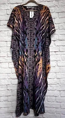 XL/1X/2X New Purple Blue White Peach Kaftan Beach Cover Dress Zebra Versace • $26.99