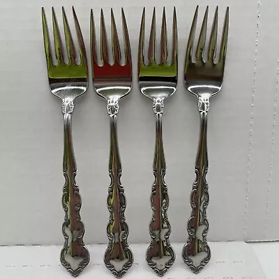 Oneida Silver Deluxe Mozart Salad Fork Lot 4 Stainless 6 7/8  Glossy Scalloped • $12.99