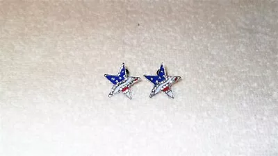Red White Blue Star  American Flag Earrings Jewelry 4th July Post Crystals • $11.98