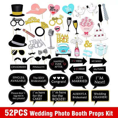 52pcs Wedding Photo Booth Props Bridal Shower Bachelorette Party Supplies Kit • $7.20