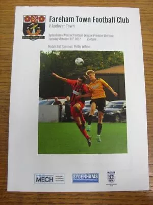 31/10/2017 Fareham Town V Andover Town  (folded Creased Corner). For UK Orders • £3.99