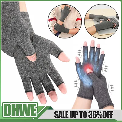 Compression Gloves Anti Arthritis Fingerless Pain Support Hand Relief Rheumatoid • £3.75