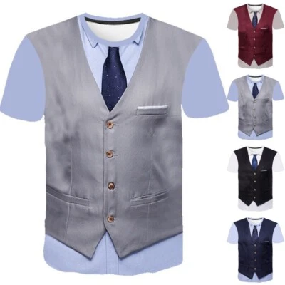 £11.46 • Buy Graphics T-Shirt Tee Suit Tie T-Shirts Graphic Funny 3D T Shirt Tuxedo