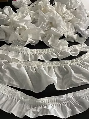 VTG White And Cream Cape Cod Curtain Ruffled Tiebacks Set 35 Pc Set • $20