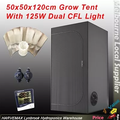 Hydroponic Batwing Reflector CFL Lamp Grow Light Kit 50x50x120CM Grow Tent Setup • $119