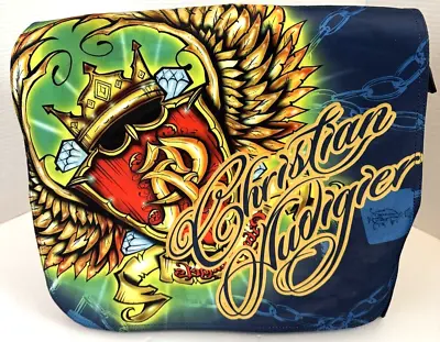 Ed Hardy By Christian Audigier Blue Graphic Messenger Tote Shoulder Laptop Bag • $16.99