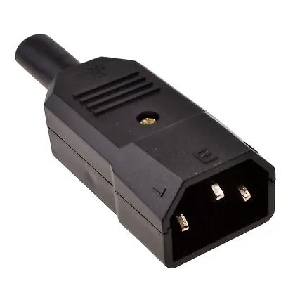 IEC 3 Pin Male Rewirable C14 Plug 250 Volts 5A 5 Amps For 0.75mm2 Cable • £3.03