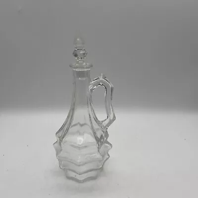 1930’s Antique Vintage Glass Oil Vinegar Cruet Horne Design 8.5” H • $8.99