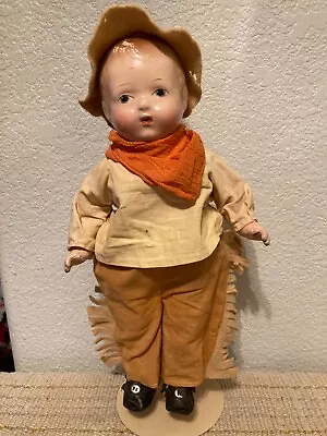 Averill Hendren's Whistling Dan Cowboy Vintage 1926 Composition 13  Boy Doll • $90