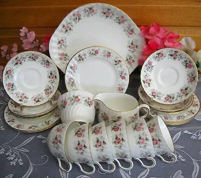 Minton SPRING BOUQUET 21 Piece Tea Set 6 Place Setting - Pink Floral Pattern • £68.50