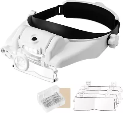 Lighted Head Magnifying Glasses Visor Headset With Light - Headband Magnifier Lo • $40.60