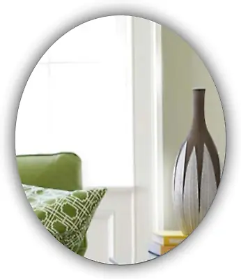 Oval Wall Mounted Acrylic Mirror: Frameless Easy To Stick Strong Lightweight • £8.26