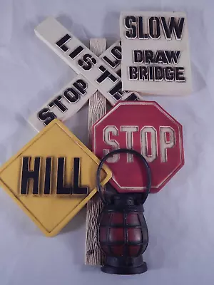 Vintage BURWOOD Products Train Railroad 3D Sign Draw Bridge Stop Hill Listen • $15