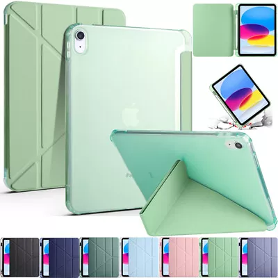 For IPad 5/6/7/8/9/10th Gen Air 4 5 Pro 11 Smart Leather Stand Case Clear Cover • $11.60